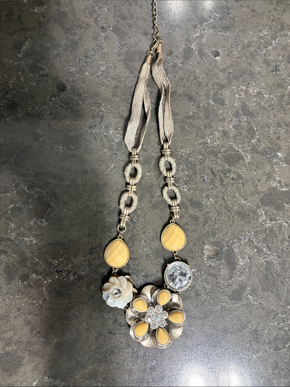 LOFT Yellow and Gold Floral Statement Necklace - Picture 6 of 13